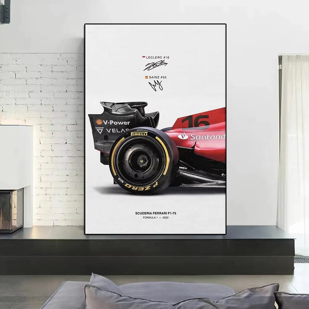 F1 Grand Prix F1-75 Racing Poster Printing Racing Canvas Painting Saines Racing Wall Art Room Decoration Picture Frameless