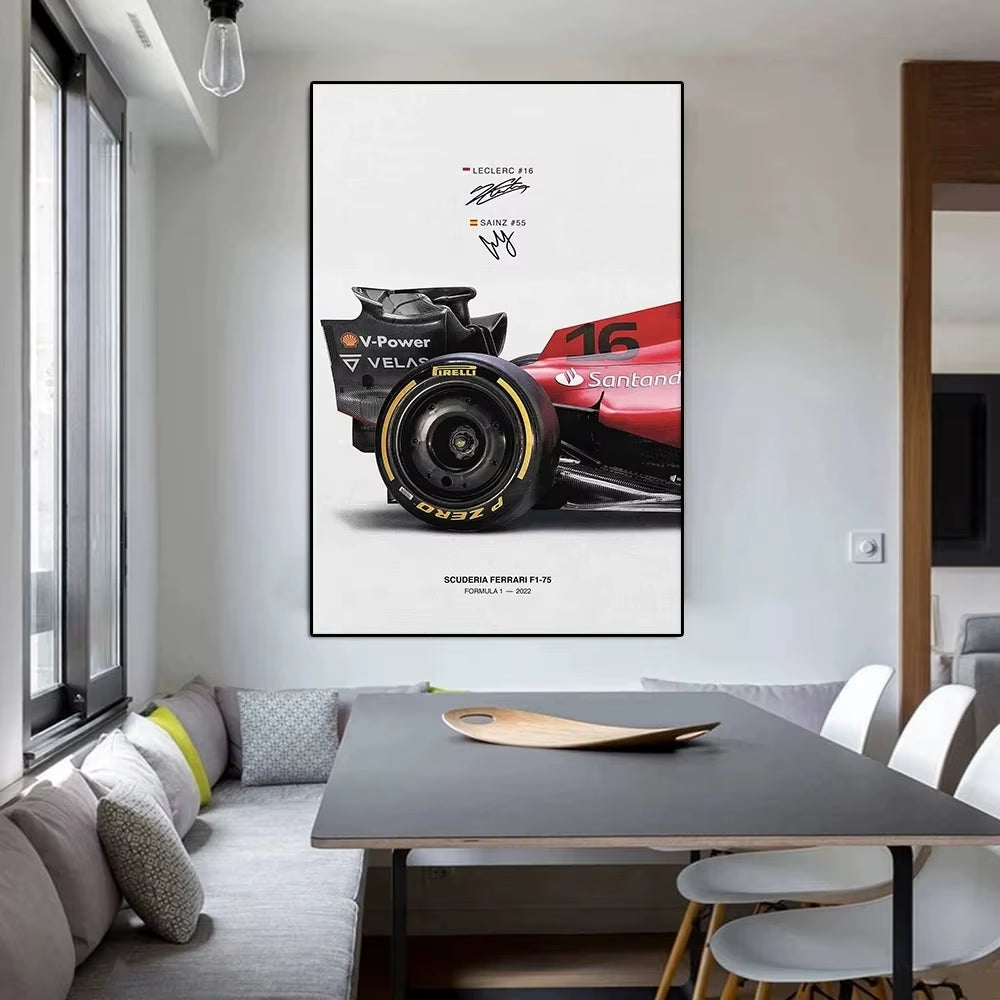 F1 Grand Prix F1-75 Racing Poster Printing Racing Canvas Painting Saines Racing Wall Art Room Decoration Picture Frameless