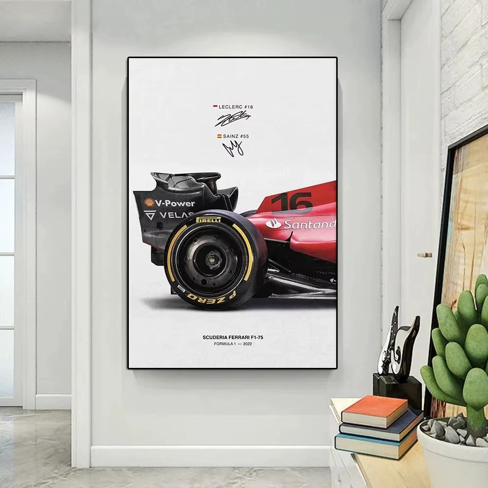 F1 Grand Prix F1-75 Racing Poster Printing Racing Canvas Painting Saines Racing Wall Art Room Decoration Picture Frameless