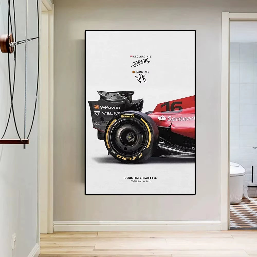 F1 Grand Prix F1-75 Racing Poster Printing Racing Canvas Painting Saines Racing Wall Art Room Decoration Picture Frameless