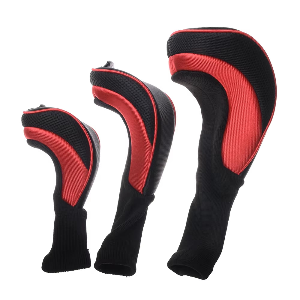 3Pcs/Set Long Neck Golf Club Head Covers Wood Driver Protect Headcover Number Tag Fairway Golf Headcover Golf Accessories