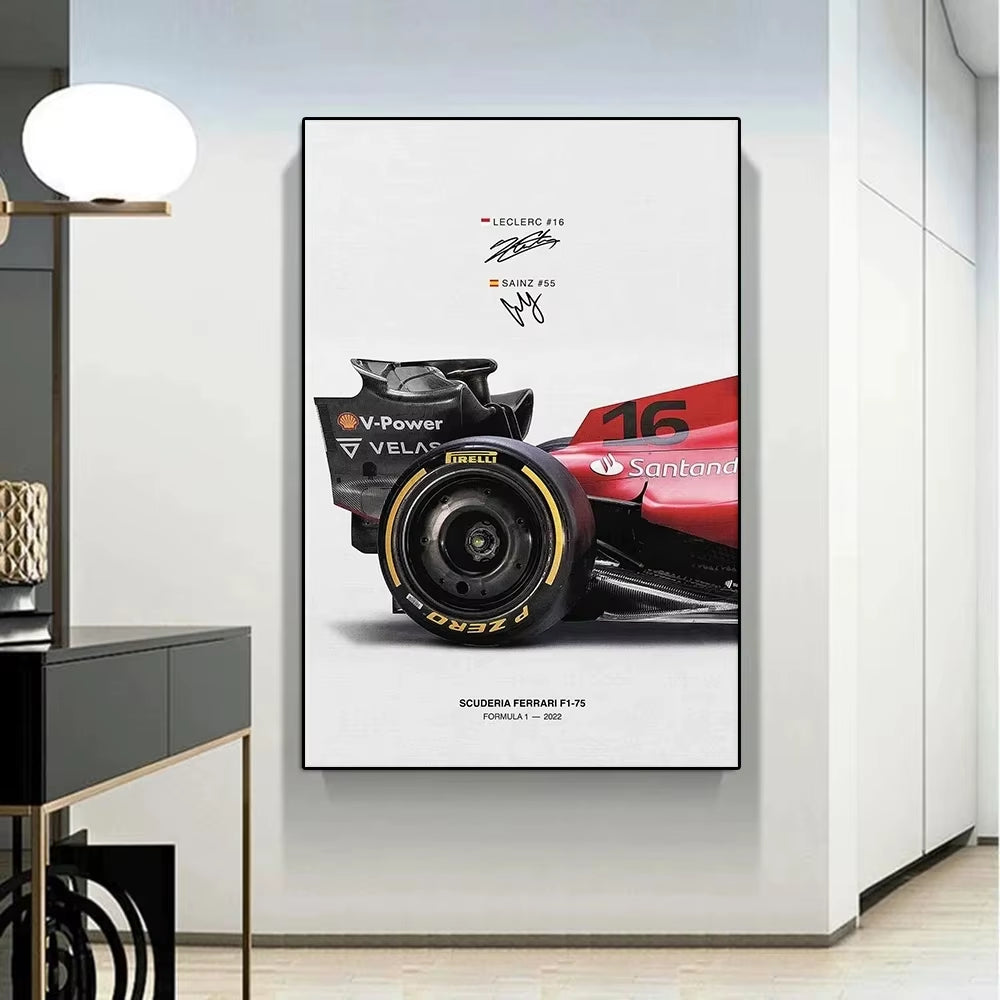 F1 Grand Prix F1-75 Racing Poster Printing Racing Canvas Painting Saines Racing Wall Art Room Decoration Picture Frameless