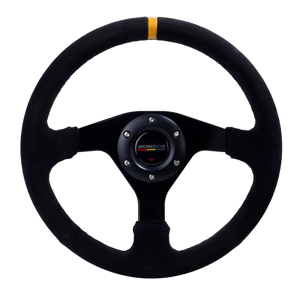 12.6Inch Steering Wheel Suede Racing Drift Pc Sim Game Steering Wheels Control Frame Aluminum 6061-T6 Pcd=70Mm